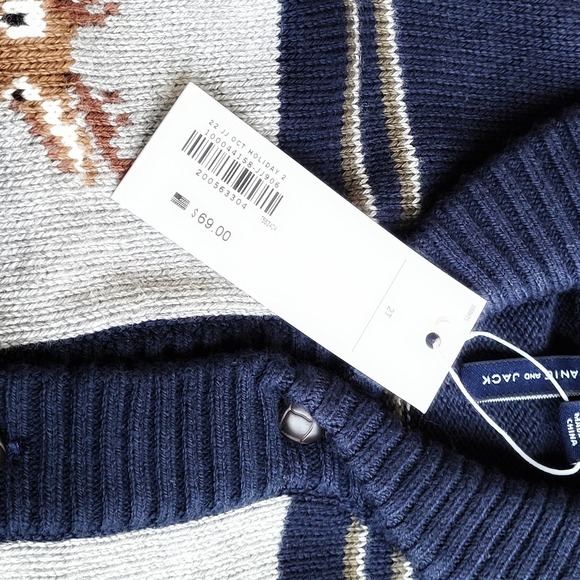 Janie & Jack 2T Deer Sweater Shawl Neck Cardigan NWT - Picture 4 of 4